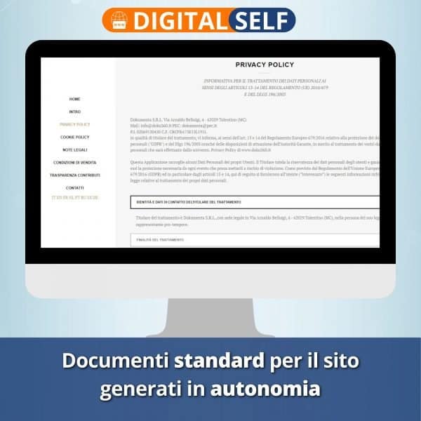 DIGITAL SELF - Privacy e Cookie Policy per Sito Web / E-commerce