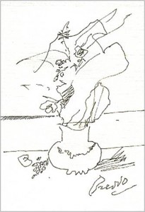 Breddo Gastone - Vaso con mani - disegno su carta cm. 17,5 x 12,2