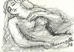 Margotti - Donna, Disegno su carta cm. 11,7x16,8